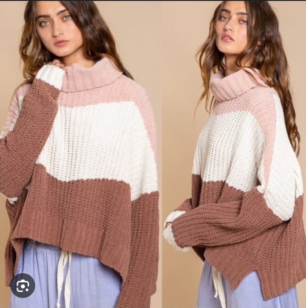 POL BEAUTIFUL Colorblock Women's Sweater SUPER SOFT